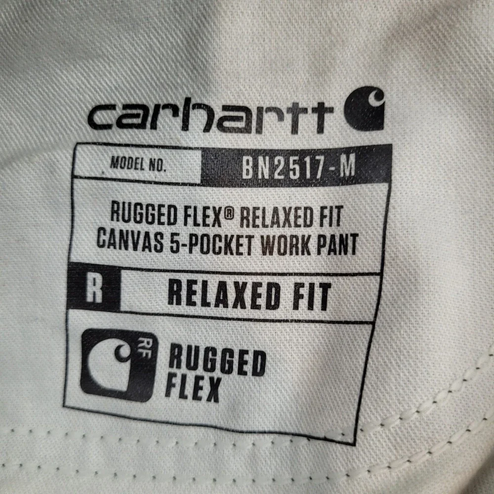 Carhartt Relaxed Fit Canvas Work Pant Mens 38x32 Gray Rugged Flex BN2517-M